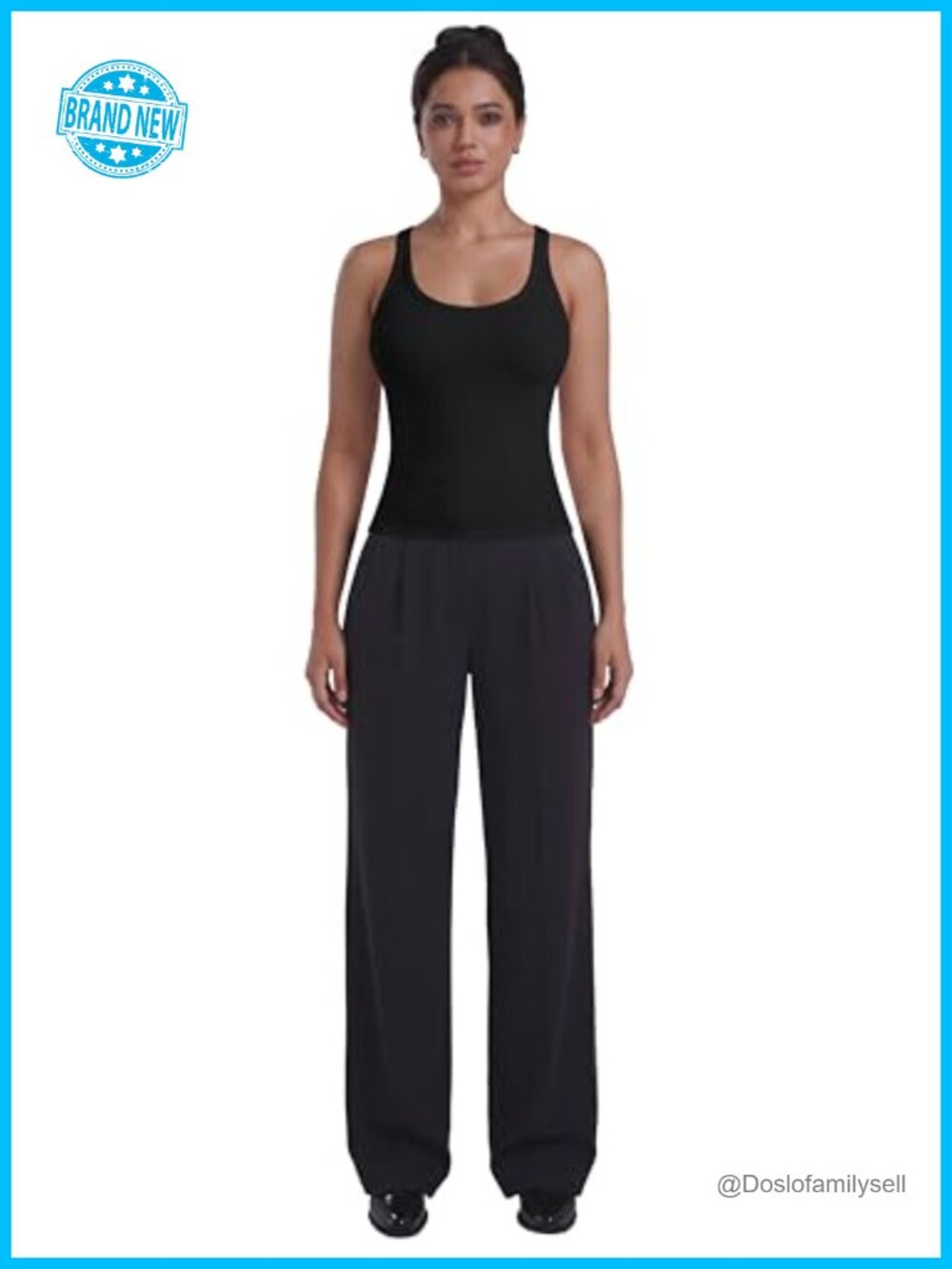 Lyocell Ribbed Racerback Tank Top, Fitted Sleeveless Summer Top - Picture 5 of 5